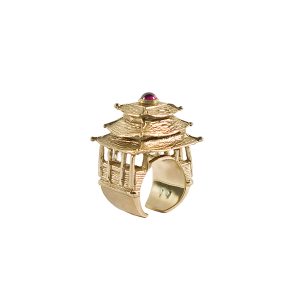 Anello pagoda oro Granato
