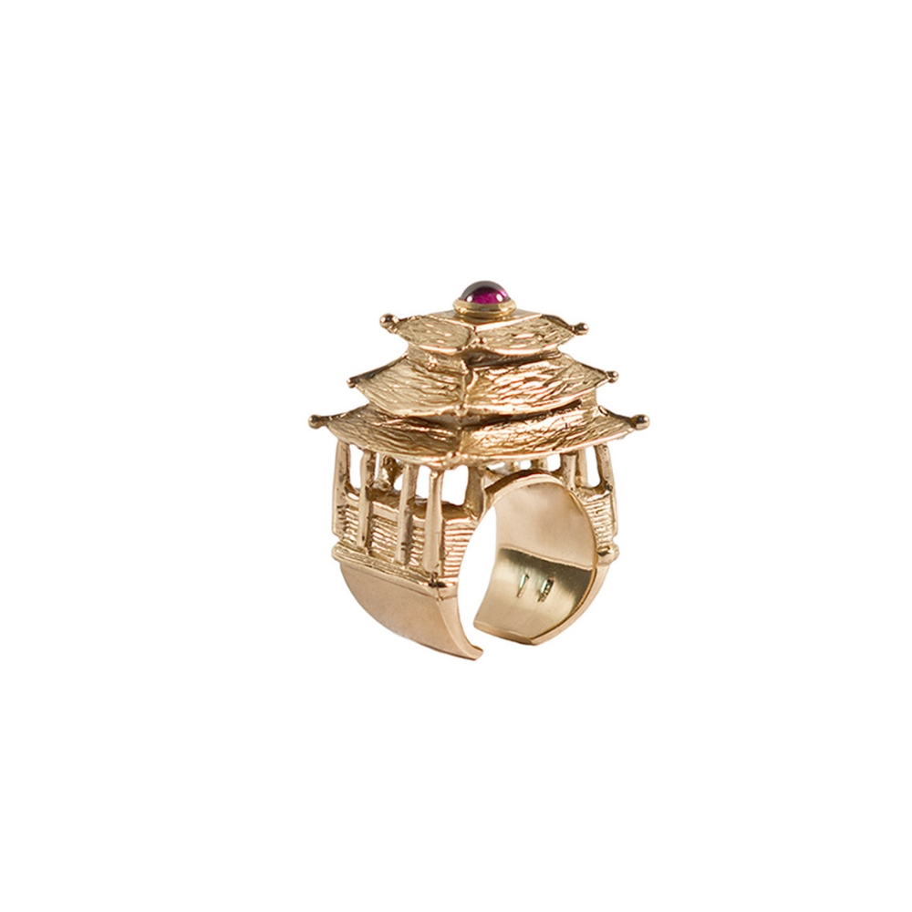 Pagoda Ring Gold Plated Bronze Architectureàporter