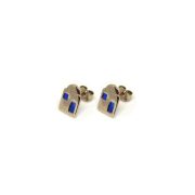 Positano Earrings Gold Plated Silver and Blue Enamels