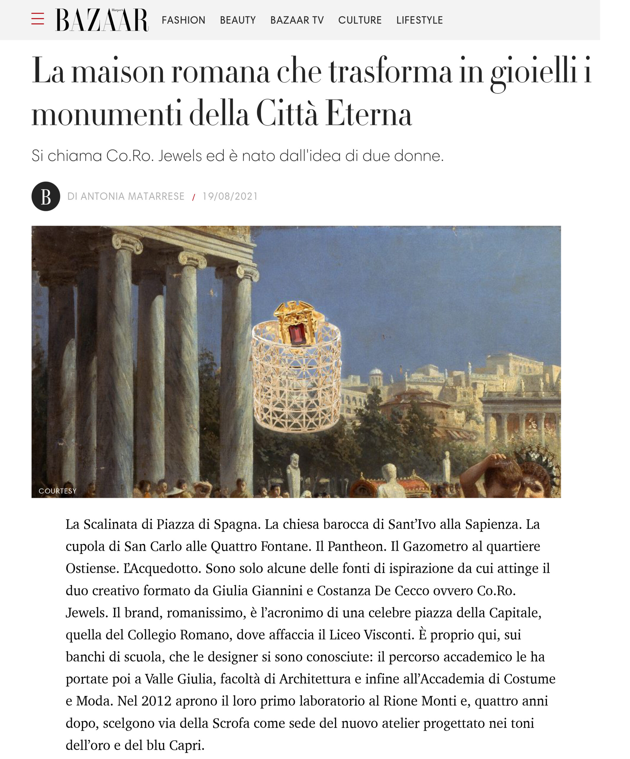 I gioielli ispirati ai monumenti di Roma sono elegantissimi