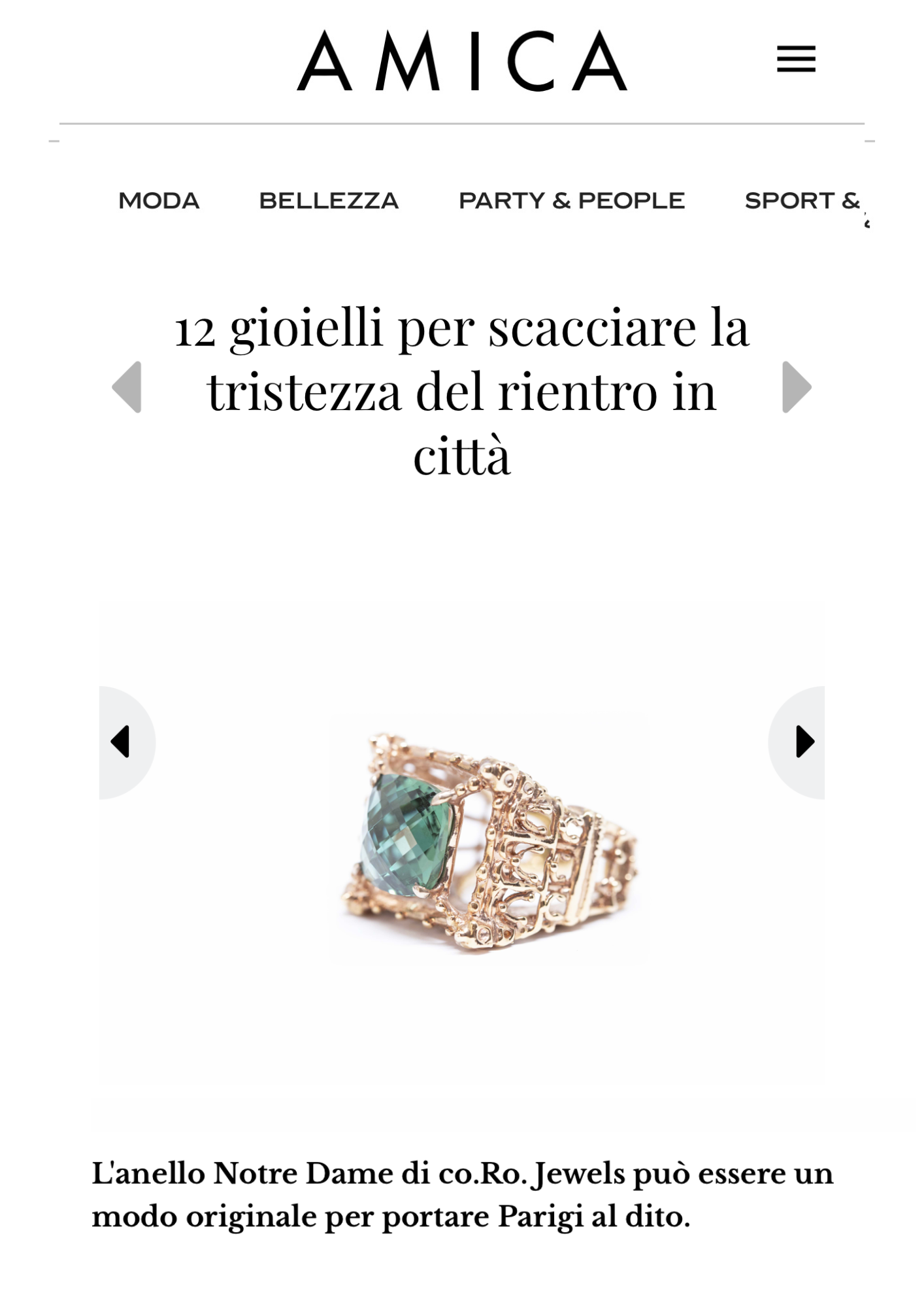 Co.Ro. Jewels on Amica 2022