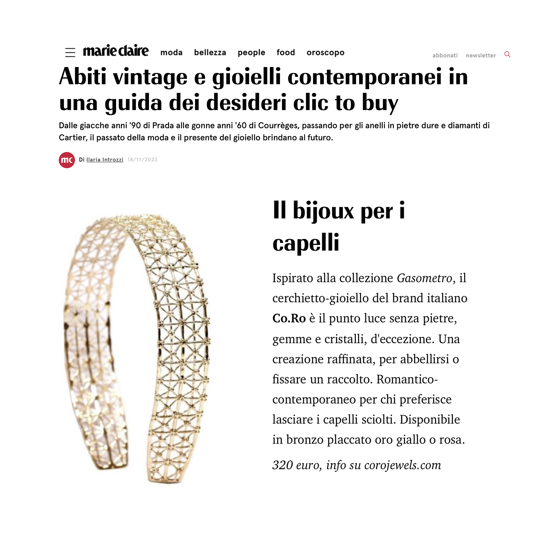 Co.Ro. Jewels on Marie Claire 2022